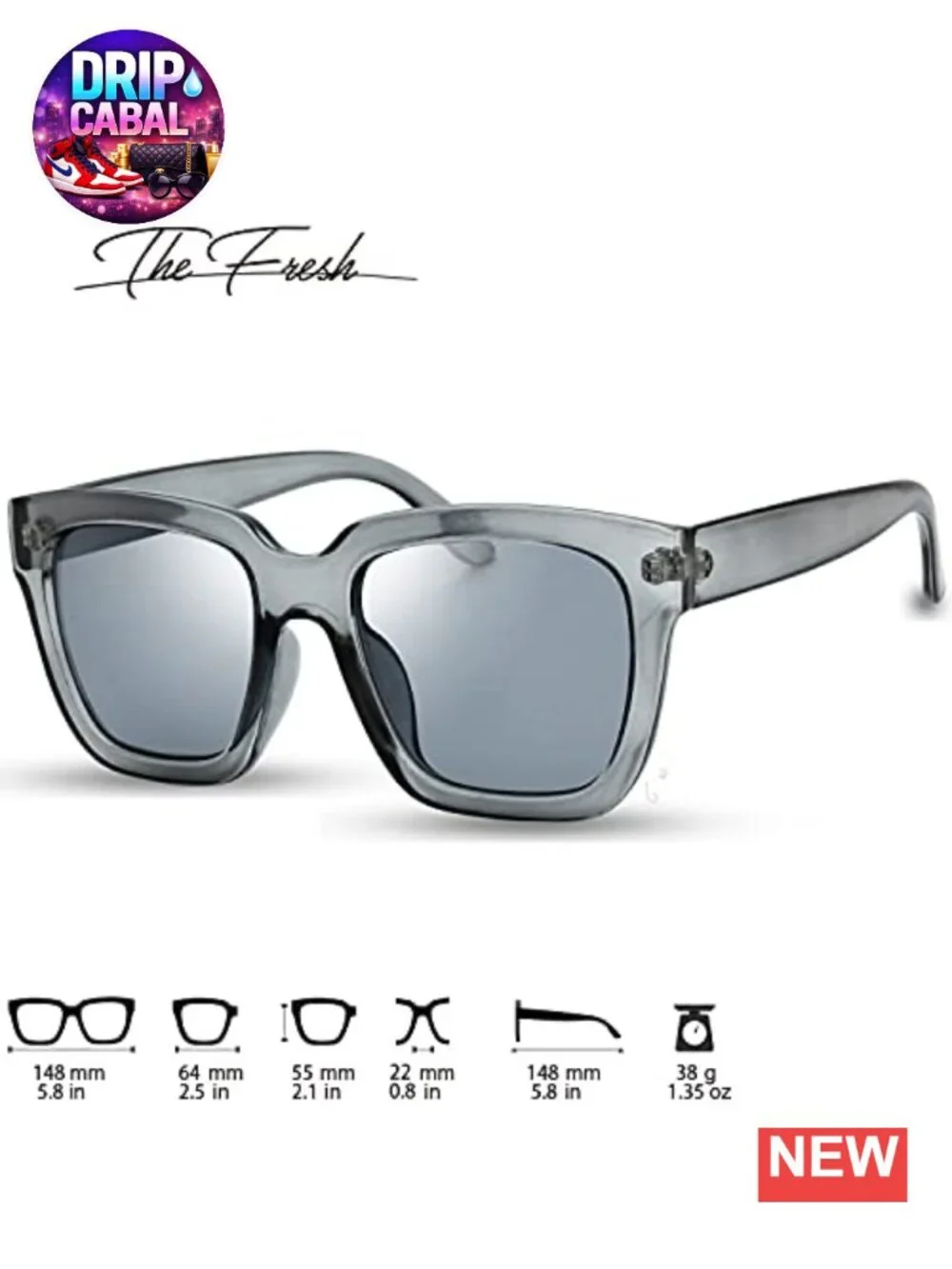 Retro Square Sunglasses UV400 Protection Oversized Lightweight Horn Rim